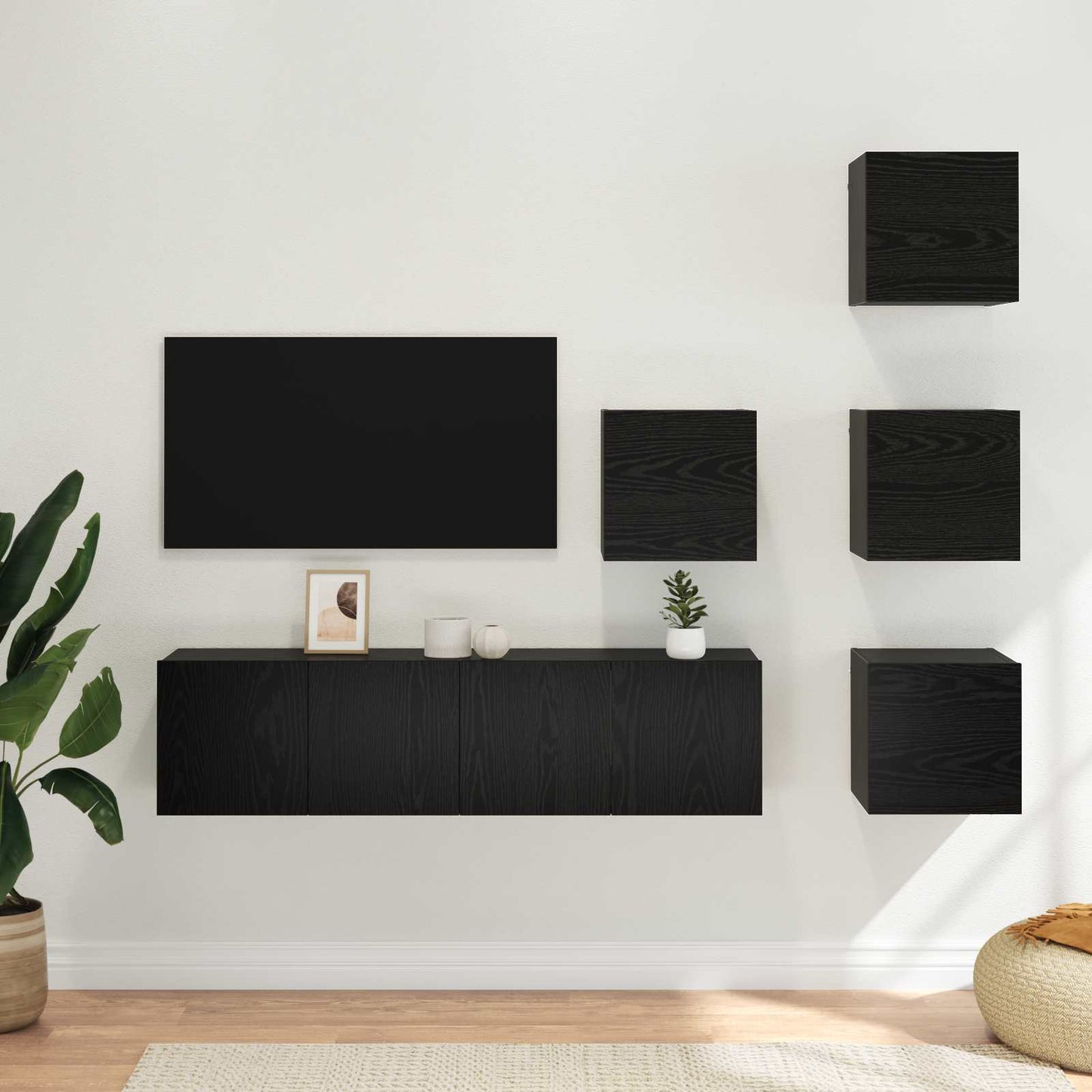 vidaXL TV Cabinet Set 6 pcs 60 x 30 x 30 cm Black Oak Engineered Wood