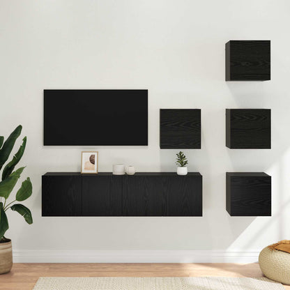 vidaXL TV Cabinet Set 6 pcs 60 x 30 x 30 cm Black Oak Engineered Wood