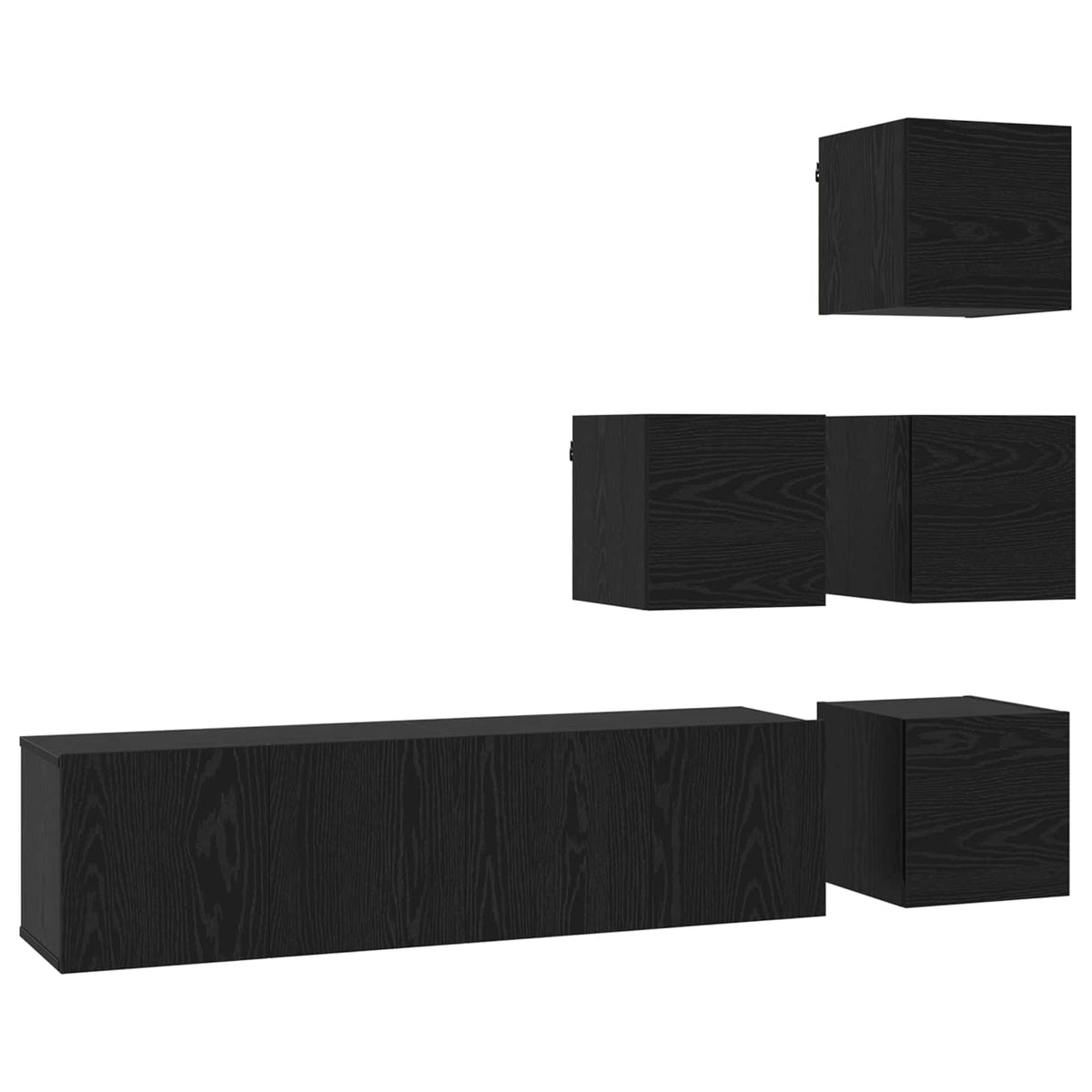vidaXL TV Cabinet Set 6 pcs Black Oak Engineered Wood