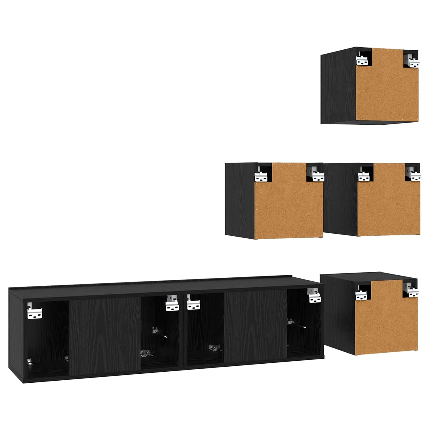 vidaXL TV Cabinet Set 6 pcs 60 x 30 x 30 cm Black Oak Engineered Wood