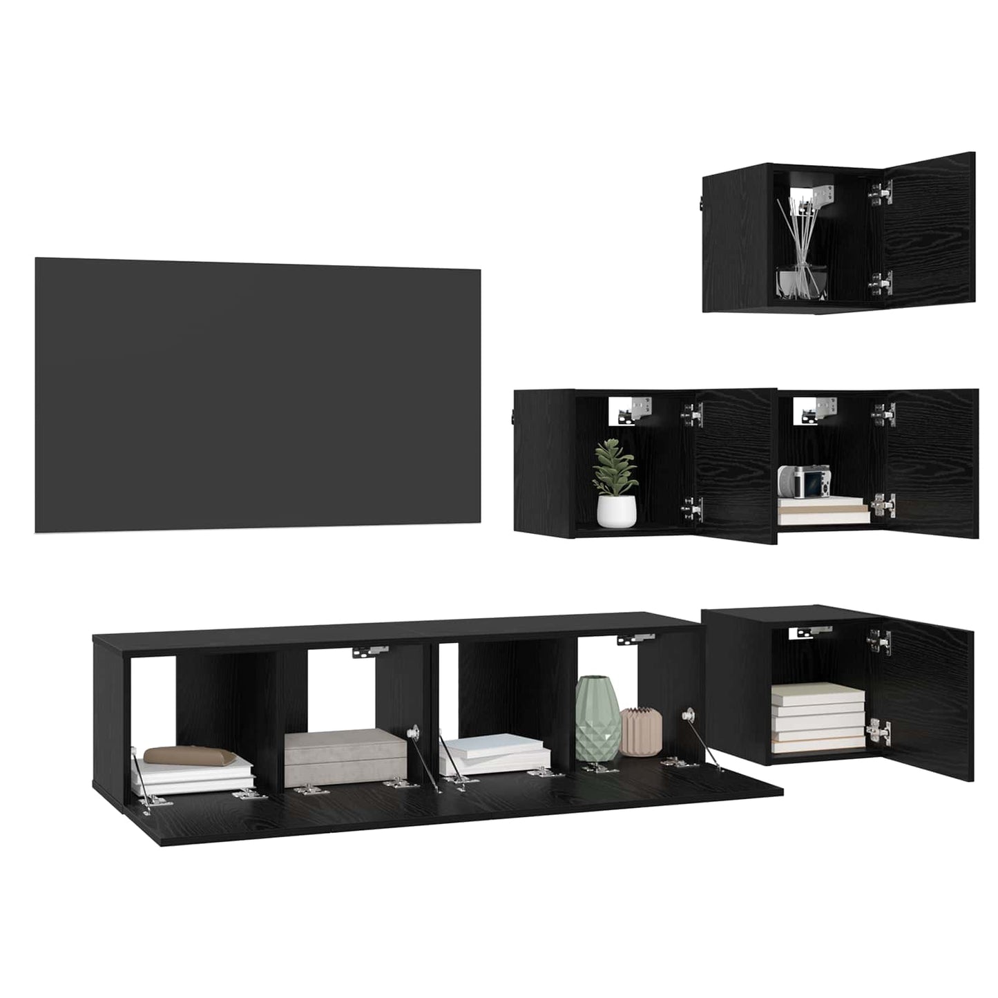 vidaXL TV Cabinet Set 6 pcs 60 x 30 x 30 cm Black Oak Engineered Wood