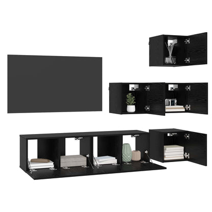 vidaXL TV Cabinet Set 6 pcs 60 x 30 x 30 cm Black Oak Engineered Wood