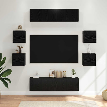vidaXL TV Cabinet Set 8 pcs 120 x 30 x 30 cm Black Oak Engineered Wood