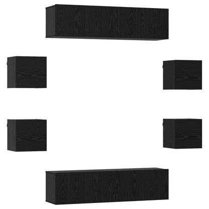 vidaXL TV Cabinet Set 8 pcs 120 x 30 x 30 cm Black Oak Engineered Wood