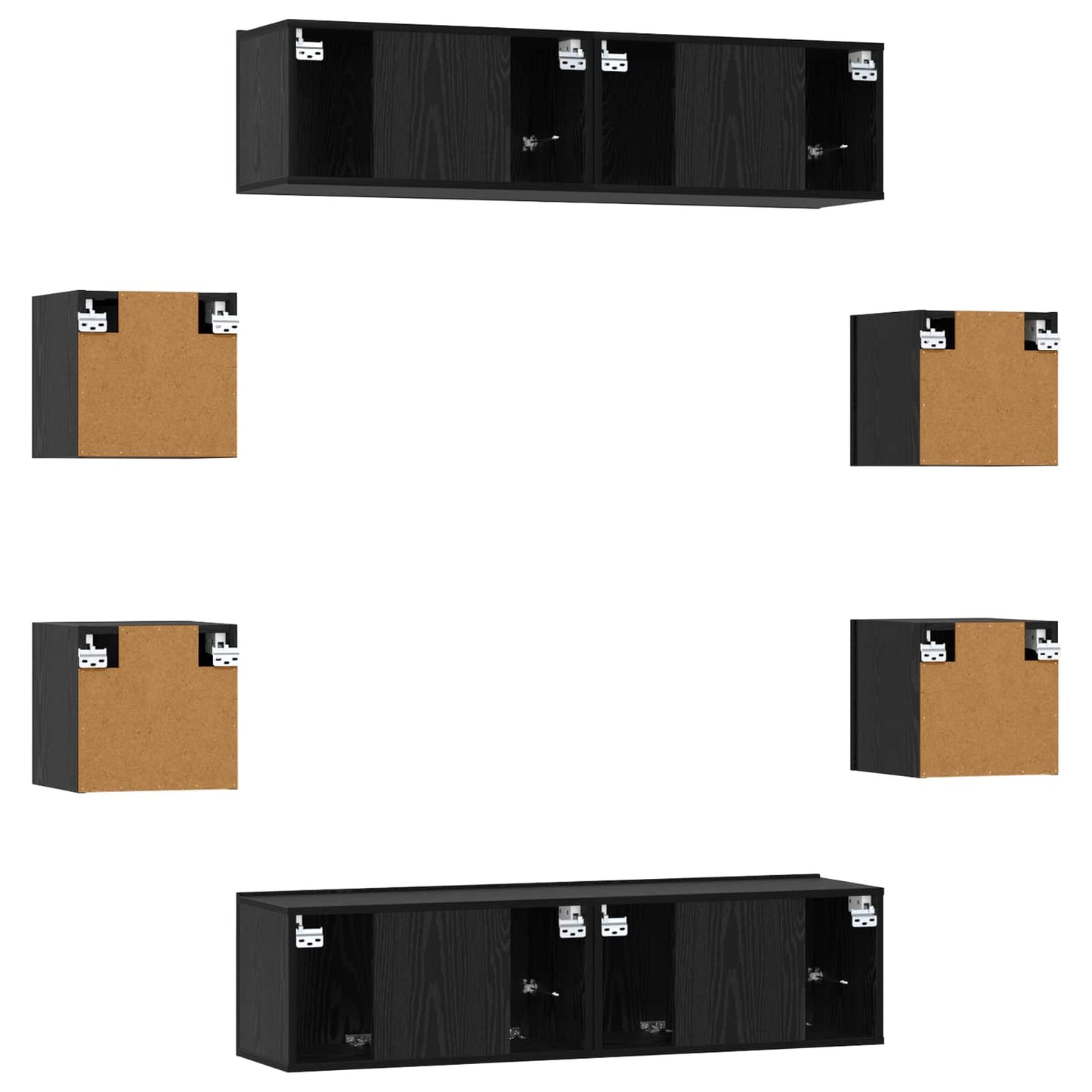 vidaXL TV Cabinet Set 8 pcs 120 x 30 x 30 cm Black Oak Engineered Wood
