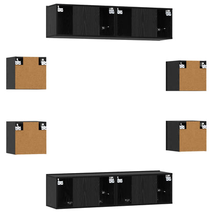 vidaXL TV Cabinet Set 8 pcs 120 x 30 x 30 cm Black Oak Engineered Wood
