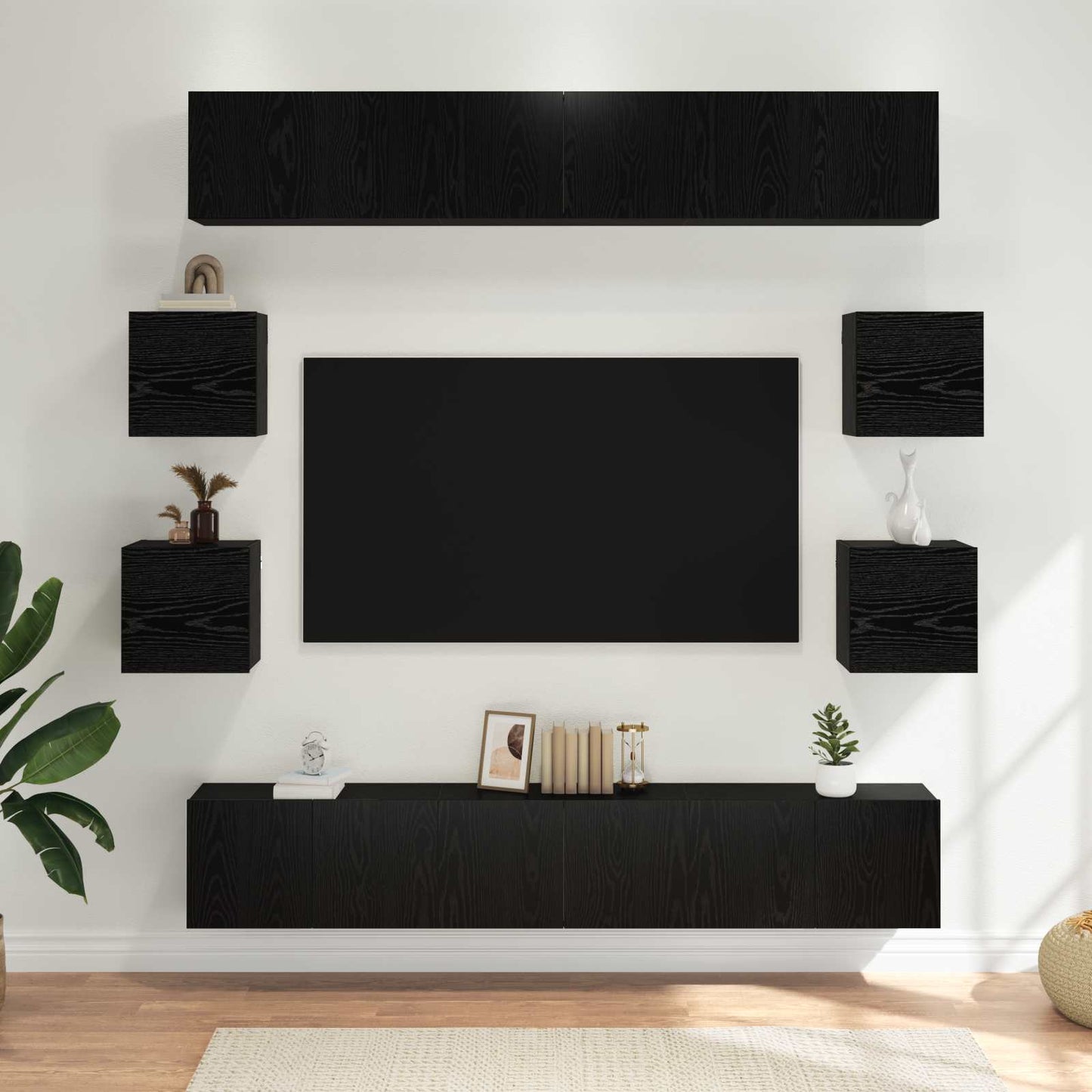 vidaXL TV Cabinet Set 10 pcs 180 x 30 x 30 cm Black Oak
