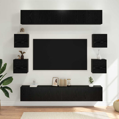 vidaXL TV Cabinet Set 10 pcs 180 x 30 x 30 cm Black Oak