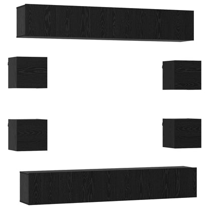 vidaXL TV Cabinet Set 10 pcs 180 x 30 x 30 cm Black Oak