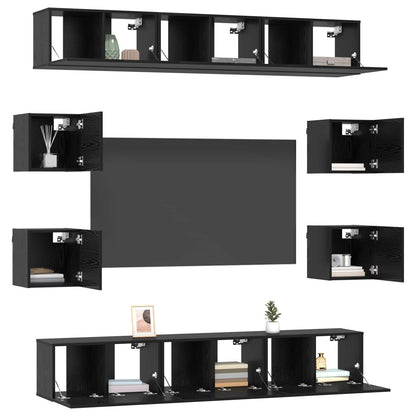 vidaXL TV Cabinet Set 10 pcs 180 x 30 x 30 cm Black Oak
