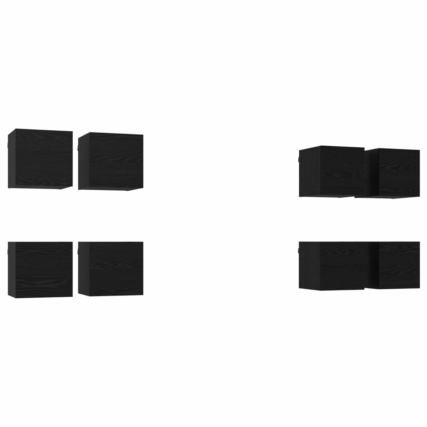 vidaXL Wall Mounted TV Cabinet 8 pcs Black Oak Engineered Wood
