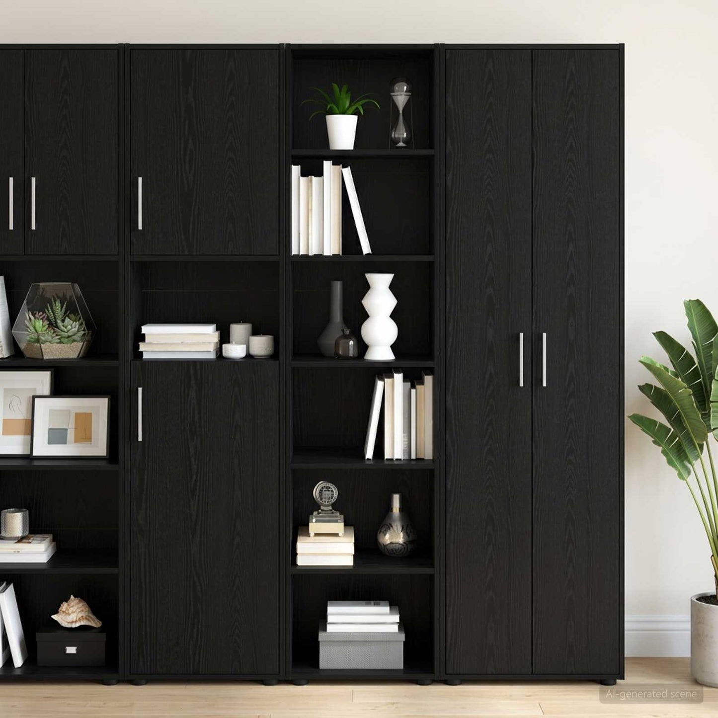 vidaXL Sideboard Black Oak 45 x 41 x 185 cm Engineered Wood