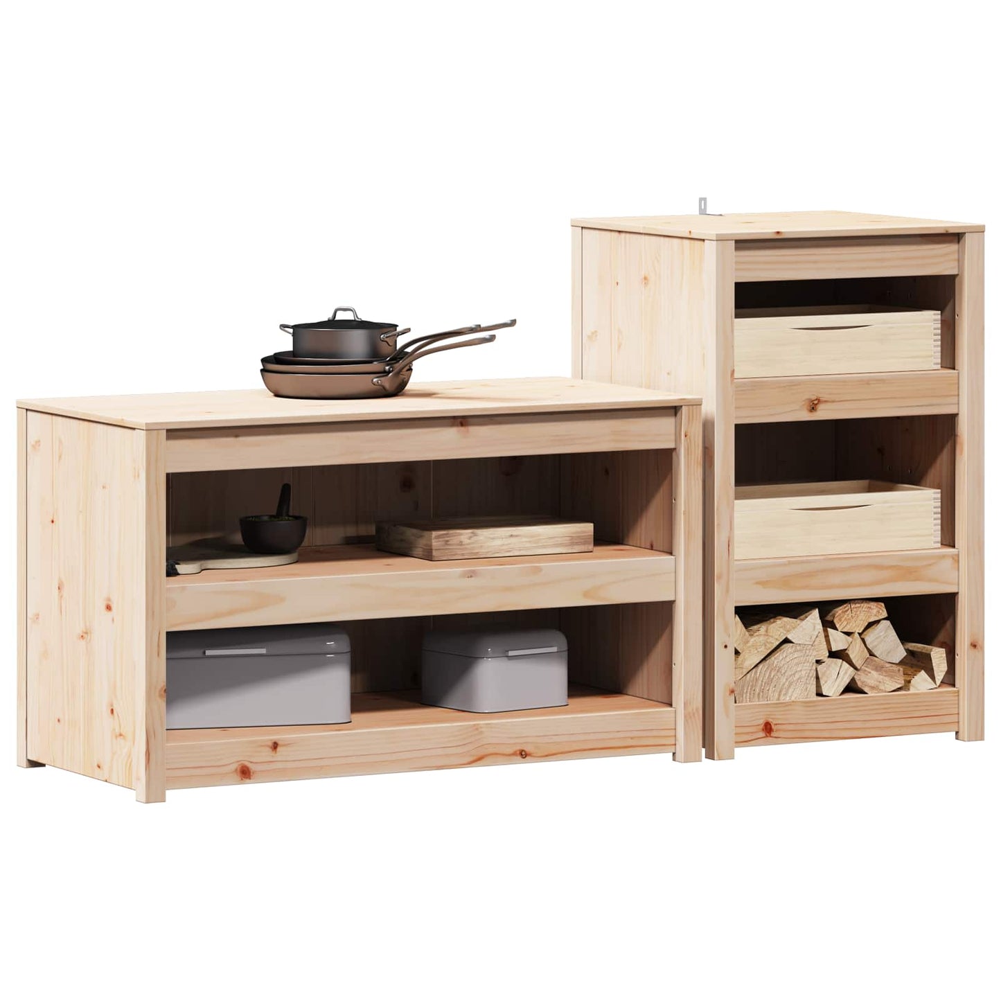 vidaXL Outdoor Kitchen Cabinet MEPPEL 2 pcs Natural Douglas