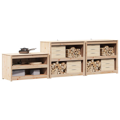 vidaXL Outdoor Kitchen Cabinet with Shelf MEPPEL 3 pcs Natural Douglas