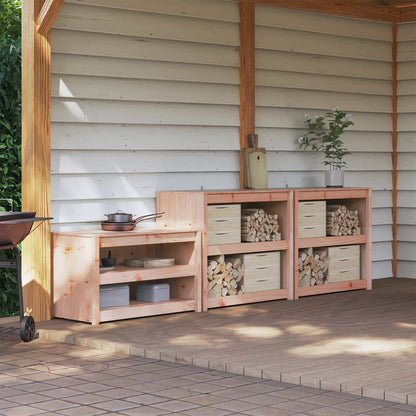 vidaXL Outdoor Kitchen Cabinet MEPPEL 3 pcs White Solid Pine Wood
