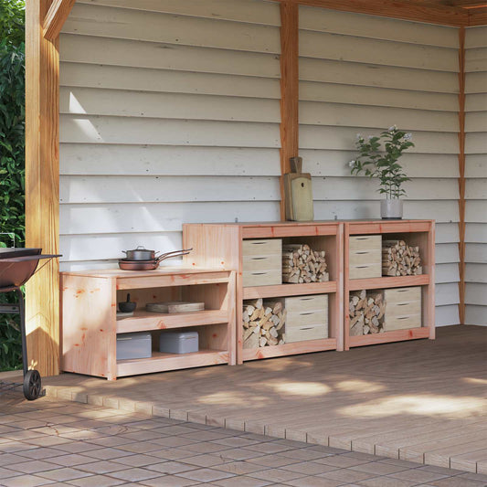 vidaXL Outdoor Kitchen Cabinet MEPPEL 3 pcs White Solid Pine Wood