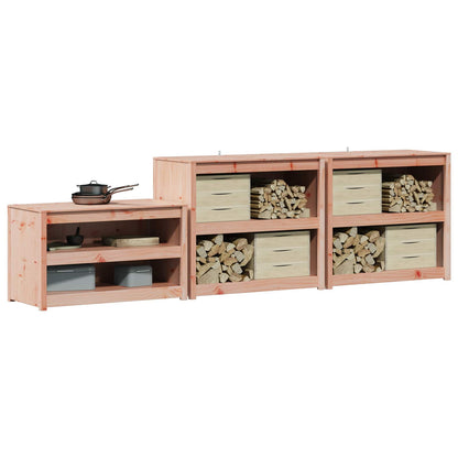 vidaXL Outdoor Kitchen Cabinet MEPPEL 3 pcs White Solid Pine Wood