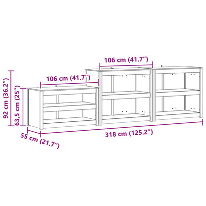 vidaXL Outdoor Kitchen Cabinet MEPPEL 3 pcs White Solid Pine Wood