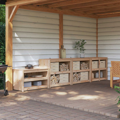 vidaXL Outdoor Kitchen Cabinet MEPPEL 4 pcs Natural Douglas