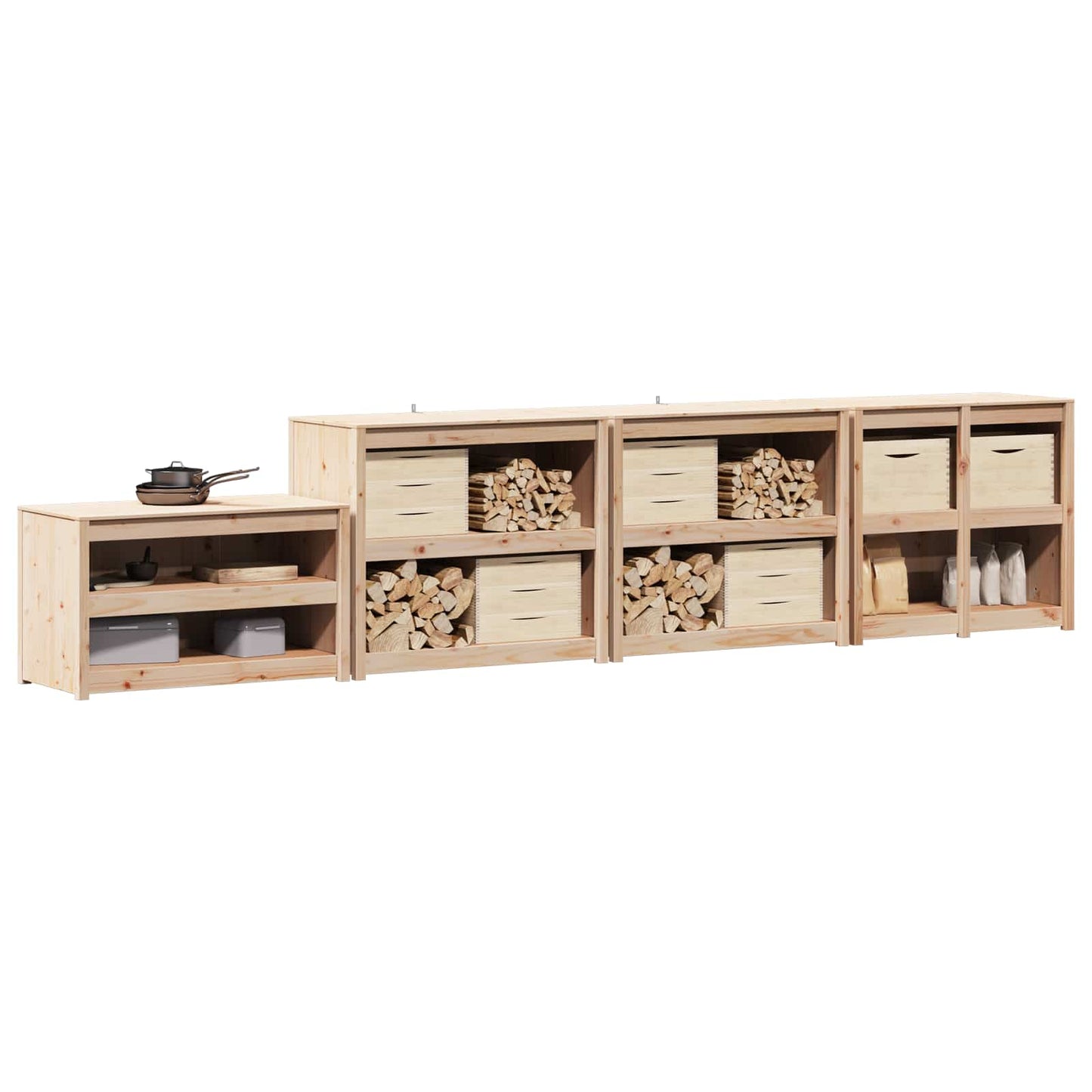 vidaXL Outdoor Kitchen Cabinet MEPPEL 4 pcs Natural Douglas