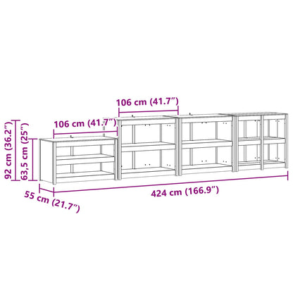 vidaXL Outdoor Kitchen Cabinet MEPPEL 4 pcs Natural Douglas
