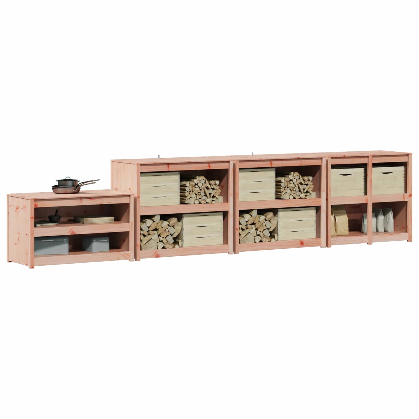 vidaXL Outdoor Kitchen Cabinet MEPPEL 4 pcs White Solid Pine Wood