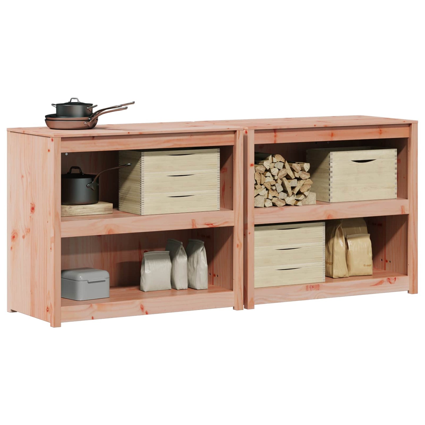 vidaXL Outdoor Kitchen Cabinet MEPPEL 2 pcs Natural Douglas