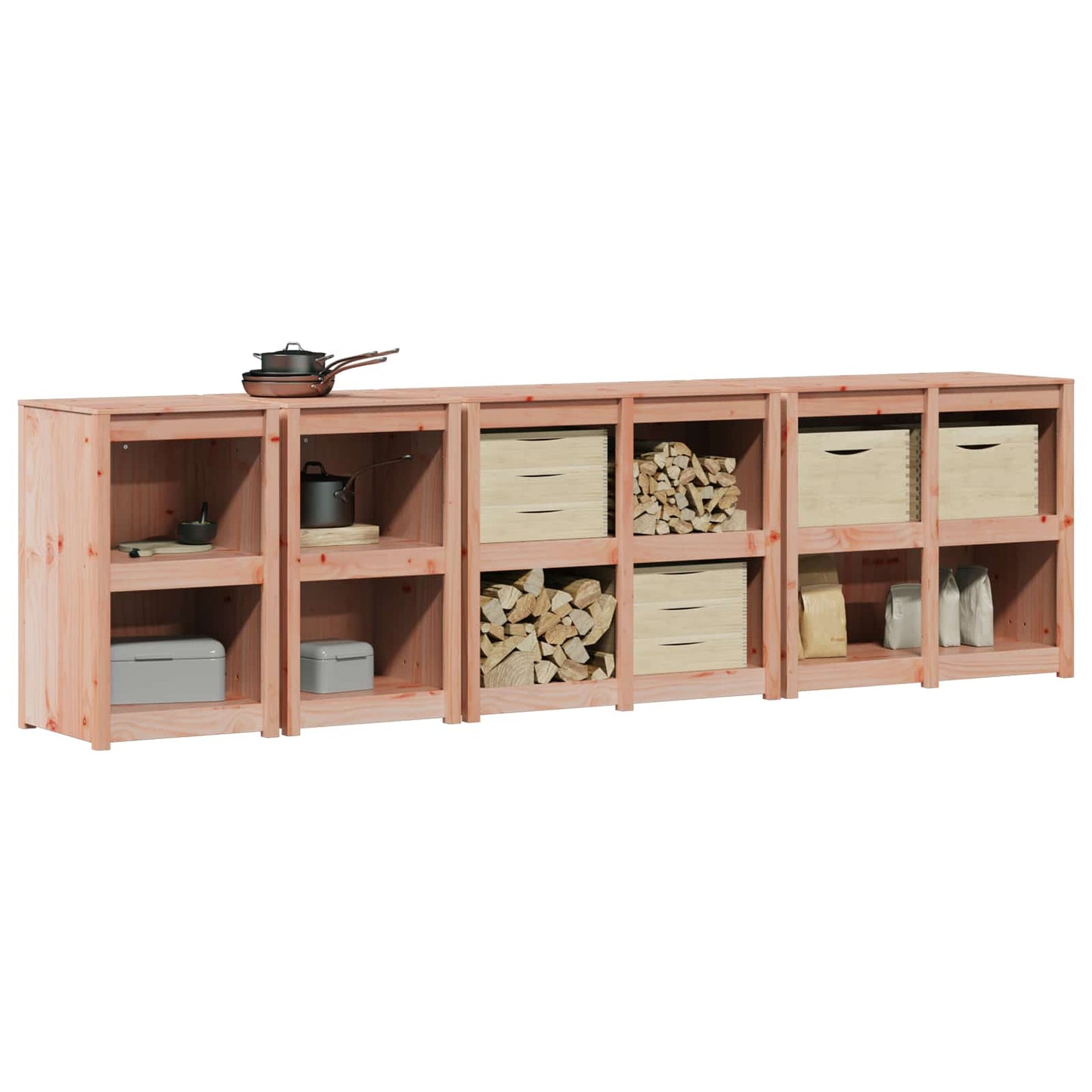 vidaXL Outdoor Kitchen Cabinet MEPPEL 4 pcs Natural Douglas