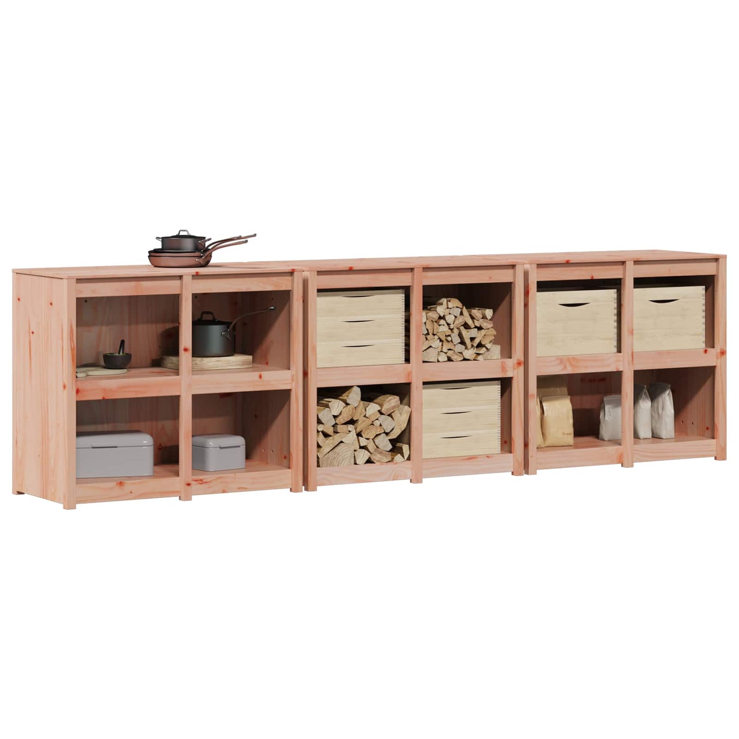 vidaXL Outdoor Kitchen Cabinet MEPPEL 3 pcs Natural Douglas
