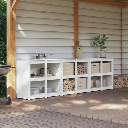 vidaXL Outdoor Kitchen Cabinet MEPPEL 3 pcs White Solid Pine Wood