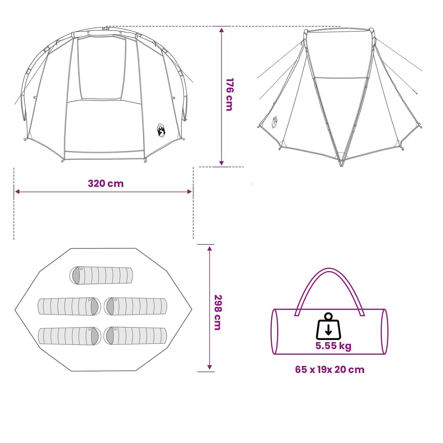vidaXL Fishing Tent Quick Release -Person 5-Person Light Camouflage