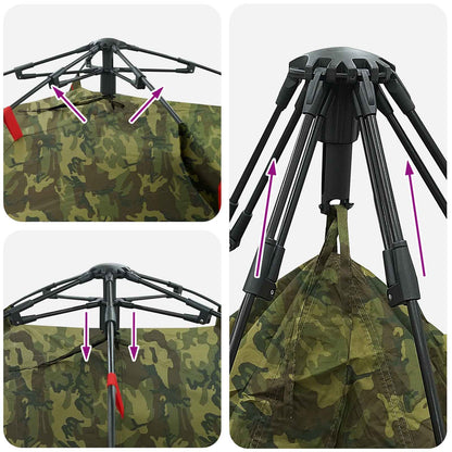 vidaXL Fishing Tent Quick Release 4-Person Light Camouflage
