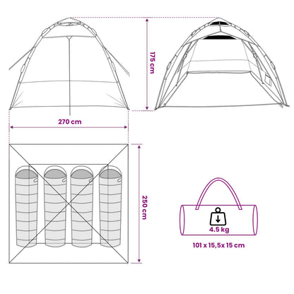 vidaXL Fishing Tent Quick Release 4-Person Light Camouflage
