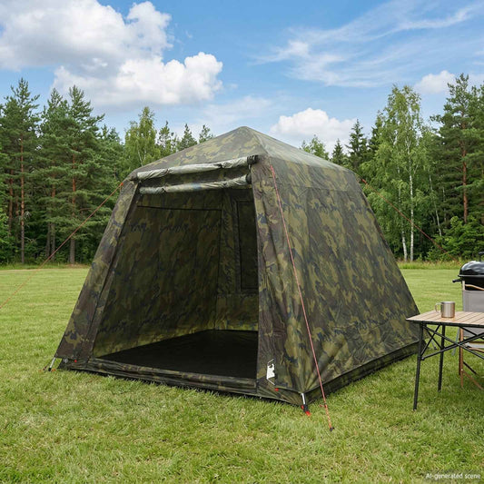 vidaXL Fishing Tent Quick Release 4-Person Light Camouflage