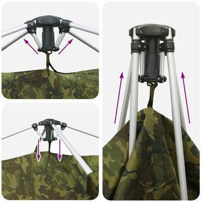 vidaXL Fishing Tent Quick Release -Person 4-Person Light Camouflage