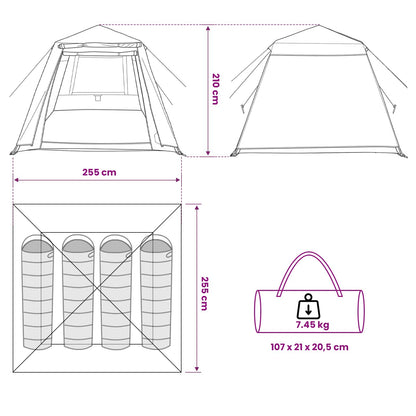 vidaXL Fishing Tent Quick Release -Person 4-Person Light Camouflage