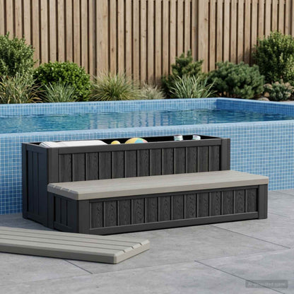 vidaXL Hot Tub Step with Storage 2-Step Brown and Grey 93 x 57 x 35 cm