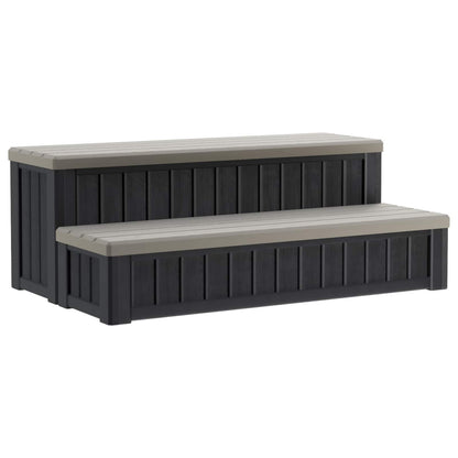 vidaXL Hot Tub Step with Storage 2-Step Brown and Grey 93 x 57 x 35 cm