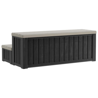 vidaXL Hot Tub Step with Storage 2-Step Brown and Grey 93 x 57 x 35 cm