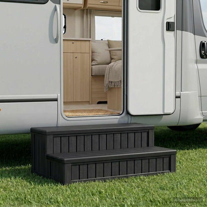 vidaXL Hot Tub Step with Storage 2-Step Black 93 x 57 x 35 cm PP