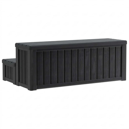 vidaXL Hot Tub Step with Storage 2-Step Black 93 x 57 x 35 cm PP