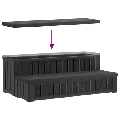 vidaXL Hot Tub Step with Storage 2-Step Black 93 x 57 x 35 cm PP