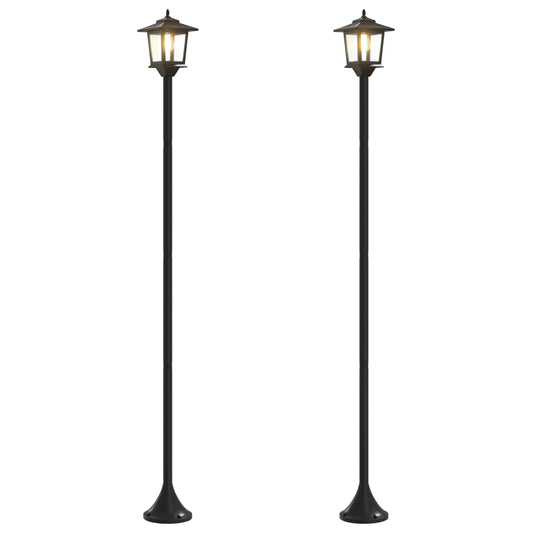 vidaXL Lamp Post Set with LED Bulb 2 pcs Black 16 x 16 x 156 cm