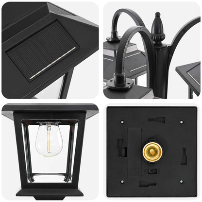 vidaXL 3-Head Lamp Post Black 16 x 16 x 187 cm Aluminum and ABS