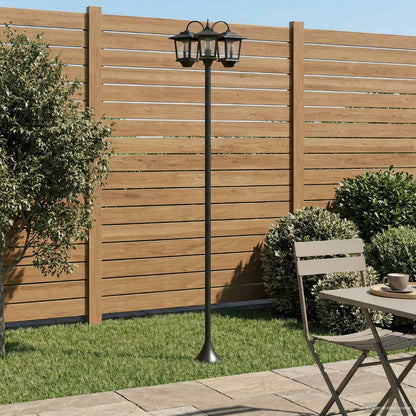 vidaXL 3-Head Lamp Post Black 16 x 16 x 187 cm Aluminum and ABS