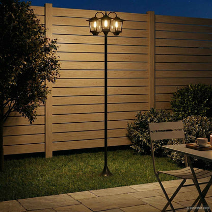 vidaXL 3-Head Lamp Post Black 16 x 16 x 187 cm Aluminum and ABS