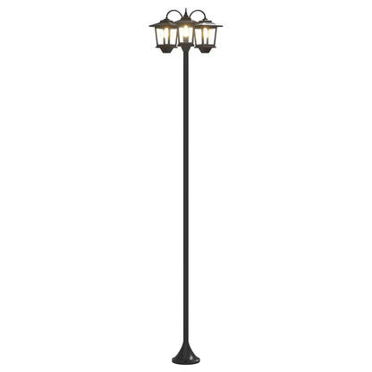 vidaXL 3-Head Lamp Post Black 16 x 16 x 187 cm Aluminum and ABS