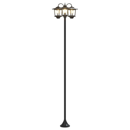 vidaXL 3-Head Lamp Post Black 16 x 16 x 187 cm Aluminum and ABS
