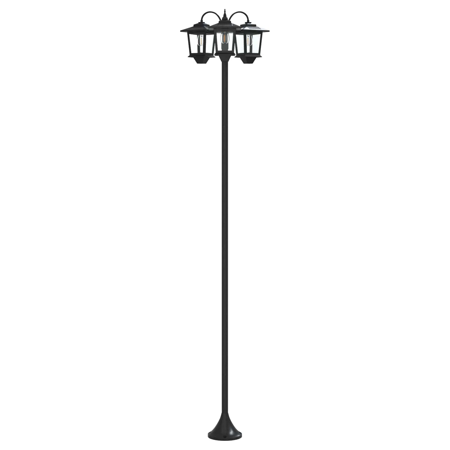 vidaXL 3-Head Lamp Post Black 16 x 16 x 187 cm Aluminum and ABS