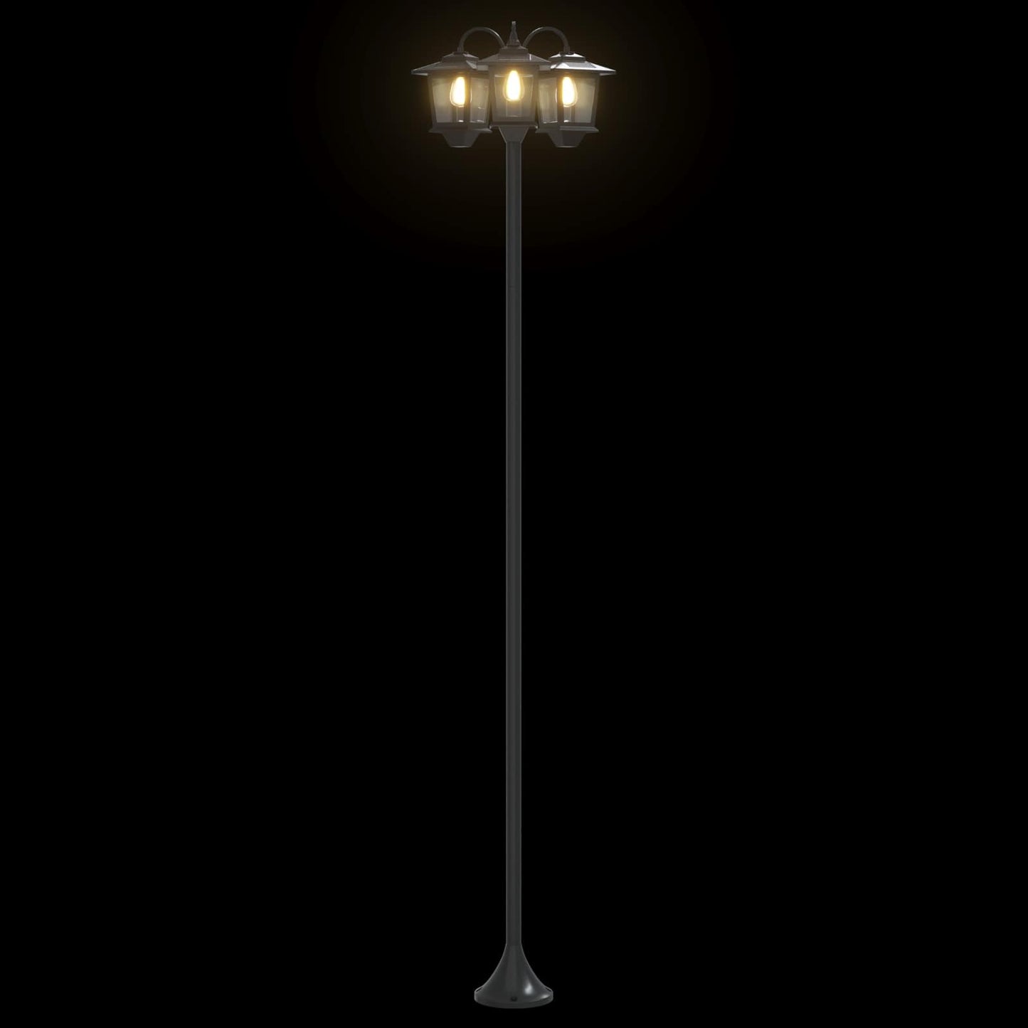 vidaXL 3-Head Lamp Post Black 16 x 16 x 187 cm Aluminum and ABS